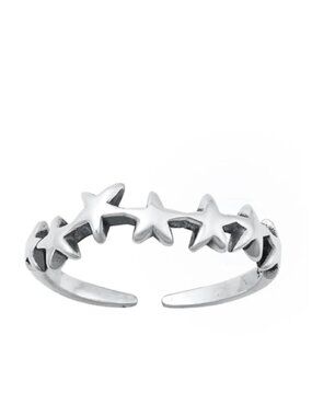NWT- Sterling Silver (925) Adjustable Toe Ring, Line of Stars